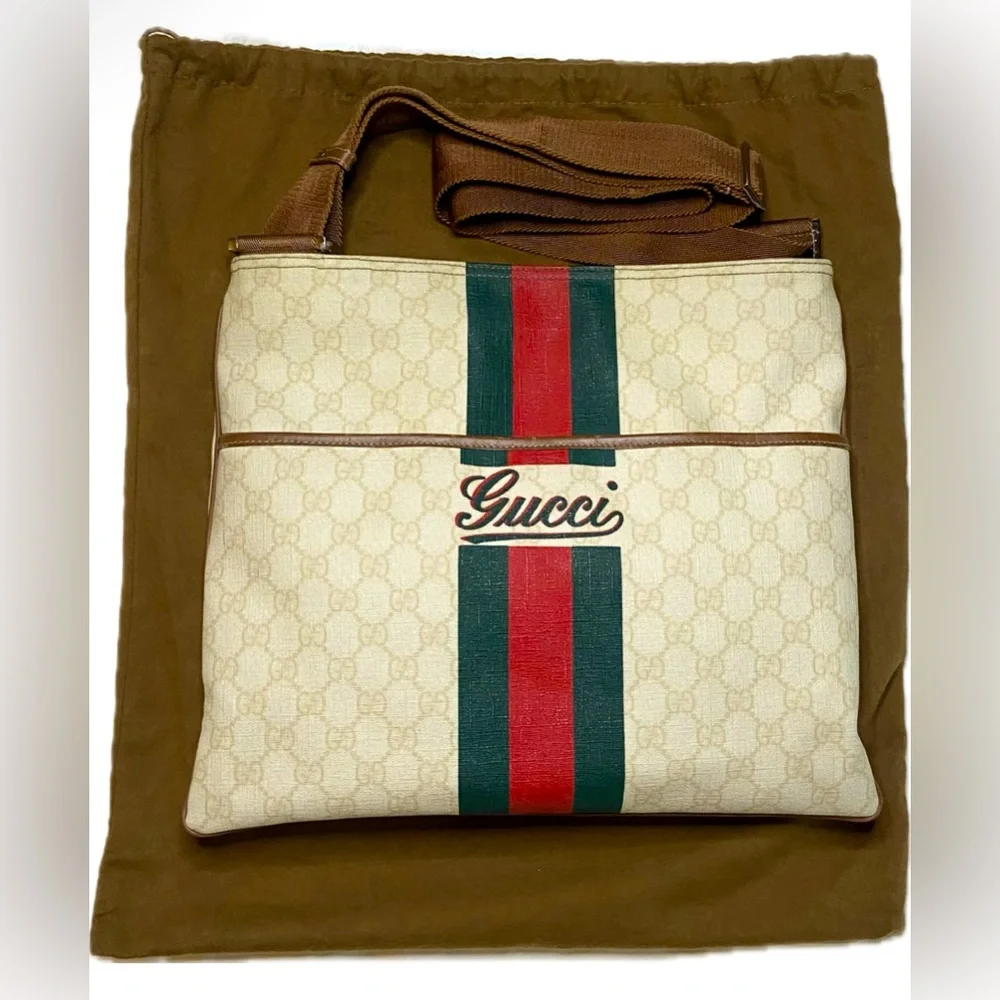 GUCCI ❤️❤️ SHERRY/WEB LINE CROSSBODY RARE - Picture 1 of 15